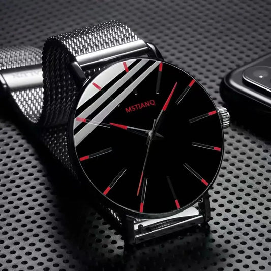 Elegant Minimalist Large Dial Watch with Rose Golden Case and Mesh Strap - Japanese Quartz Movement, Analog Display, Zinc Alloy, Screw-Back Closure for Men and Women